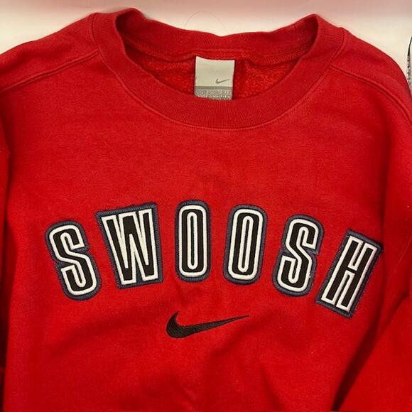 VTG Y2K Nike Crewneck Sweatshirt Adult XL Red Center Swoosh Embroidered - Picture 1 of 10